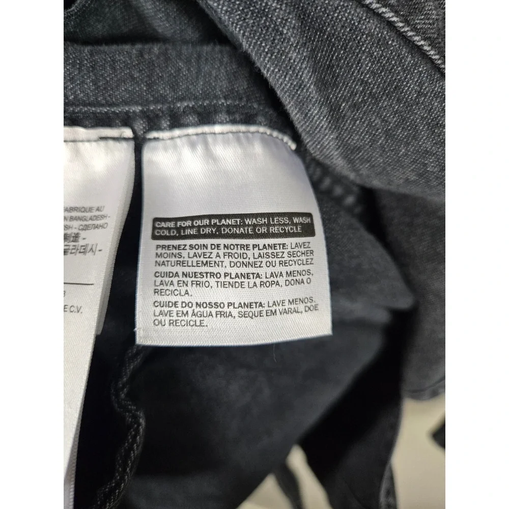 Levis Mens Hooded Denim Parka Jacket Faded Black Cotton Utility Coat Large
